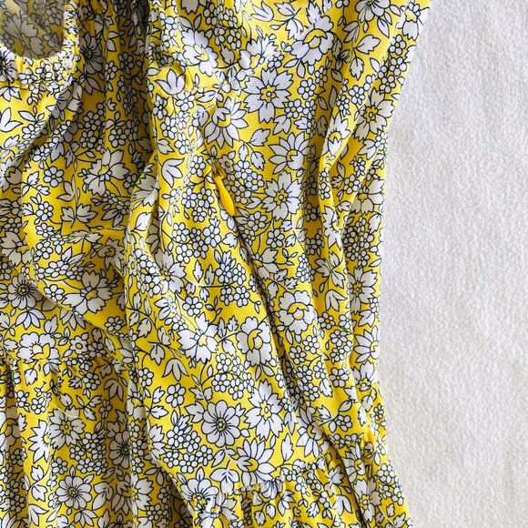 J Crew yellow floral peasant dress Womens Extra Small ruffle pockets bohemian - Picture 10 of 14